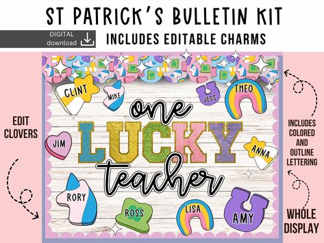 St Patrick’s day Bulletin Board | lucky charms bulletin board | easy bulletin board | march bulletin board kit | pastel bulletin board | Lucky Charms Bulletin Board, Pastel Bulletin Board, March Bulletin Board Ideas, St Patrick's Day Bulletin Board, Easy Bulletin Board, Easy Bulletin Boards, March Bulletin Board, St. Patrick’s Day, Letter To Teacher