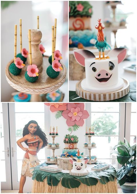 moana birthday party Moana Cake Table Ideas, Moana 2nd Birthday Party Ideas, Modern Moana Party, Moana Birthday Party Ideas Cake, Moana Cake Pops, Moana Birthday Party Ideas Decoration, Moana Pool Party, Birthday Table Ideas, Moana Themed Cake