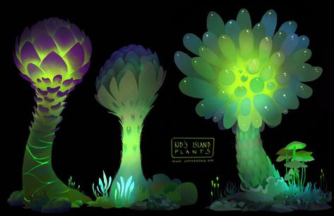 Alien Plants, Color Script, 수채화 그림, Prop Design, Visual Development, Environment Design, 판타지 아트, Environment Concept Art, Plant Art