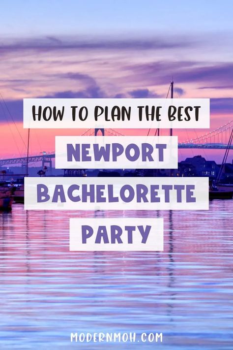 Newport is the perfect backdrop for a bride-to-be’s celebration with its picturesque waterfront, happening nightlife, and historic charm (mansions, anyone?!). But don’t just take our word for it. We consulted with the expert, Blake Bellemore, founder and owner of Em & Ro Party Co. Plan the Best Newport Bachelorette Party, The City by the Sea! Newport Rhode Island Bachelorette, Newport Bachelorette Party, Newport Bachelorette, Island Bachelorette Party, Bachelorette Party Trip Ideas, Bachelorette Party Places, Bachelorette Party Budget, Bridal Shower Planning Checklist, Destination Bachelorette Party