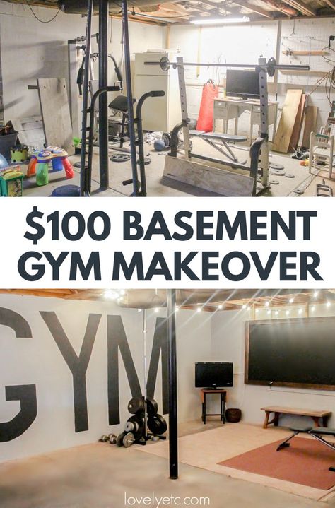 When you don't have a lot of workout space at home, a home gym in your unfinished basement can be the perfect solution. I created a fun industrial basement gym in our unfinished basement filled with inexpensive DIY projects and now it's the perfect workout spot. Come get tons of ideas for creating your own workout space in your basement or garage. Industrial Style Basement, Gym Makeover, Basement Workout Room, Basement Home Gym, Cheap Basement Remodel, Basement Gym Ideas, Home Gym Basement, Home Gym Garage, Dream Basement