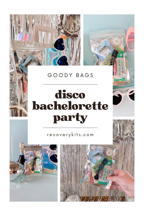 Disco Bachelorette Party Favors, Disco Party Favors For Adults, Bachelorette Party Recovery Kit, Disco Party Favors, Hangover Kit Diy, Cowboy Disco, Last Disco Bachelorette Party, Party Goody Bags, Disco Ball Cup