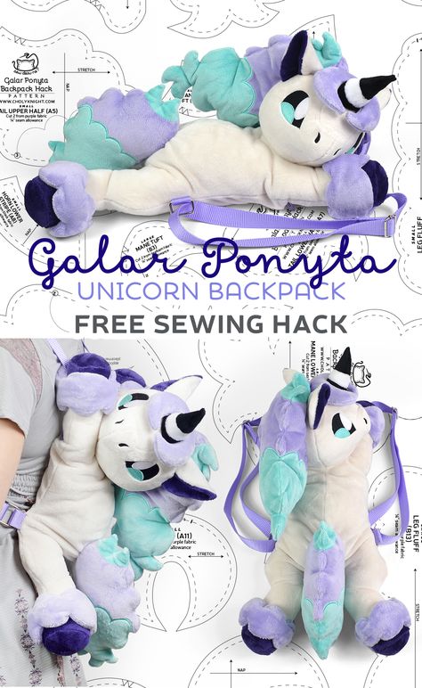 Spring Sale! Plus a new Unicorn Backpack Pattern and Free Pattern Hack! | Choly Knight Choly Knight, Sewing Templates, Unicorn Backpack, Cute Sewing Projects, Pattern Hack, Animal Sewing Patterns, Plushie Patterns, Sewing Stuffed Animals, Backpack Pattern