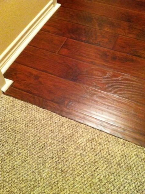 Laminate to carpet transition options - DoItYourself.com Community Forums Hardwood In Kitchen, Hall Ways Ideas, Basement Game Room Ideas, Wood Look Tile Floor, Transition Flooring, Flooring Wood, Carpets For Kids, Urban Decor, Wood Laminate Flooring