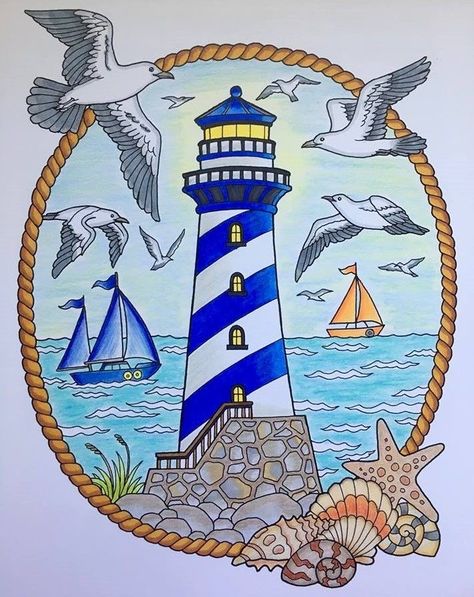 Draw Step By Step, Nautical Crafts, Lighthouse Painting, Lighthouse Art, Rock Painting Designs, Step Drawing, Rock Painting Art, Color Pencil Art, Art Drawings For Kids