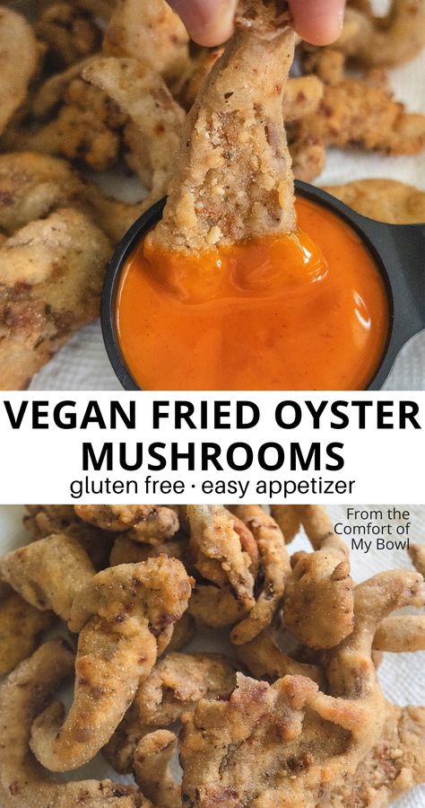 Deep Fried Oyster Mushrooms, Gluten Free Fried Mushrooms, Vegan Fried Oyster Mushrooms, Air Fried Oyster Mushrooms, Crispy Oyster Mushrooms, Vegan Fried Mushrooms, How To Cook Oyster Mushrooms, Appetizers Gluten Free, Mushroom Chips