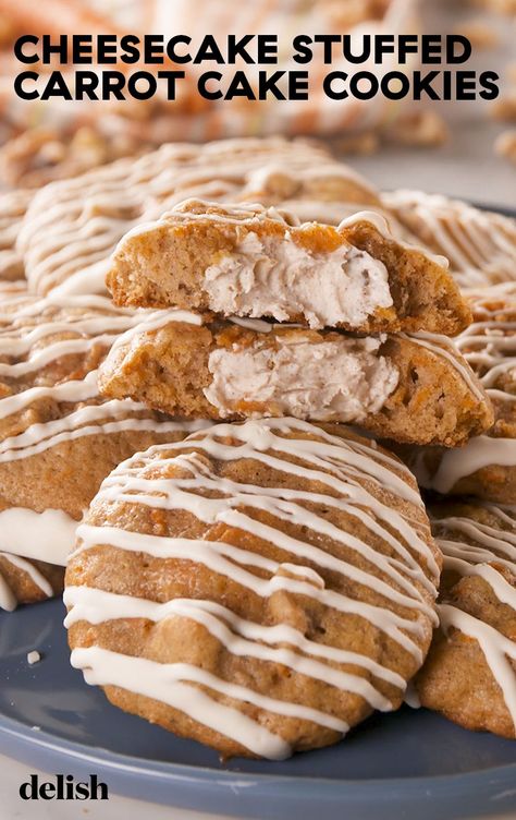 Stuffed Carrot Cake Cookies, Stuffed Sugar Cookies, Carrot Cake Cookies Recipe, Stuffed Cookies, Carrot Cake Cookies, Cake Cheesecake, Cookies Baking, Gourmet Cookies, Savoury Cake