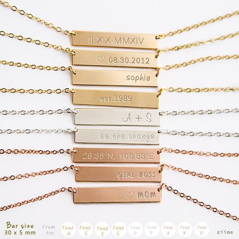 Name Plate Necklace, Daith Jewelry, Custom Bar Necklace, Tiny Jewelry, Name Necklaces, Custom Bar, Gold Bar Necklace, Plate Necklace, Engraved Bracelet