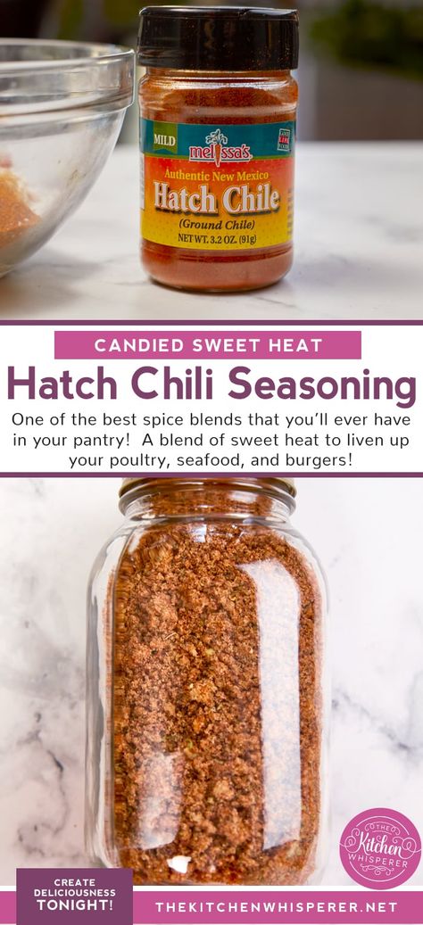 One of the best spice blends that you’ll ever have in your pantry! A blend of sweet heat to liven up your poultry, seafood, and burgers! Candied Hatch Chili Seasoning, homemade seasoning, red hatch chili, new Mexico chilis, hatch chili powder, southwestern burger, best burger spices, hatch chili shrimp, hatch chili chicken #hatchchili Hatch Chili Chicken, Burger Spices, Burger Spice, Poblano Recipes, Chili Shrimp, Hatch Chili, Homemade Seasoning, Chili Chicken, Hatch Chile