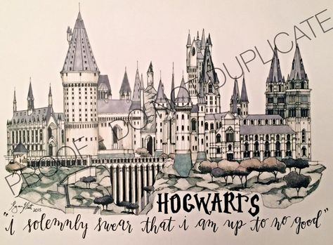 Hogwarts Castle Aesthetic, Harry Potter Drawings Easy, Harry Potter Tattoo Sleeve, Aesthetic Sketches, Harry Potter Gifts Diy, Harry Potter Sketch, Harry Potter Theme Birthday, Harry Potter Quilt, Harry Potter Etsy