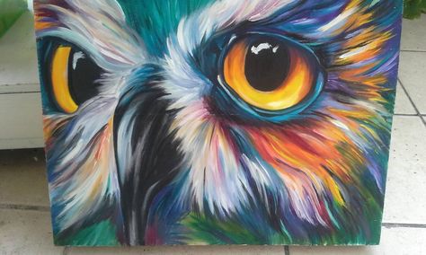 Colorful owl 2 by Twoowls2 on DeviantArt Owl Canvas Painting, Colorful Owl, Owl Artwork, Owl Canvas, Canvas For Beginners, Paint Nite, Colorful Owls, Owls Drawing, Art Deco Posters