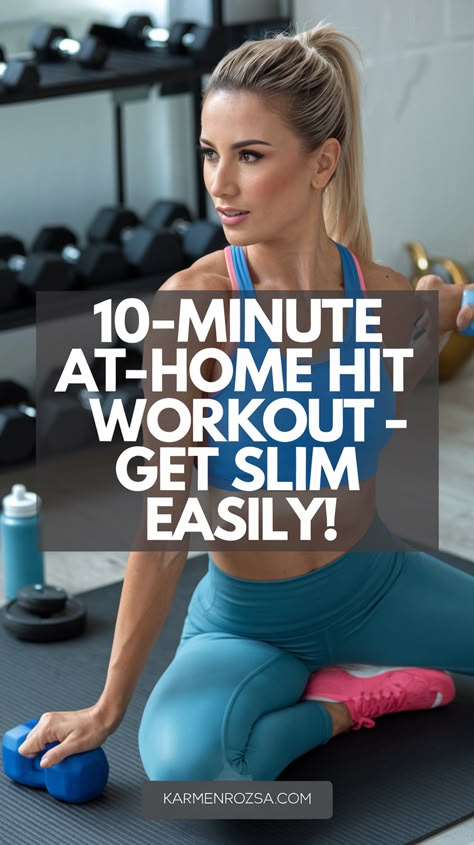 Get Insane Results With This 10-Minute HIIT Workout Routine at Home - Karmen Rozsa Design Quick Hiit Workout, At Home Hiit, Workout Routine At Home, At Home Pilates, Home Hiit, Hiit Workout Routine, Home Pilates, Hiit At Home, Glute Workouts