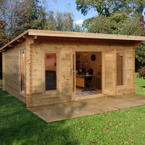 Garden Log Cabins, Lean To Shed Plans, Shingle Roof, Wood Storage Sheds, Summer House Garden, Pallet House, Garden Retreat, Shed Plan, Wooden Sheds