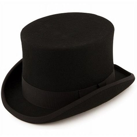 Express Hats Quality Wool Felt Top Hat 5 inch Crown Height (Satin... ($9.99) ❤ liked on Polyvore featuring accessories, hats, wool top hat, crown cap hat, felt hats, wool cap and crown cap Flat Top Hats, British Hats, Felt Crown, Hat Aesthetic, Woolen Cap, Woolen Hat, Crown Cap, Black Top Hat, Felt Hats