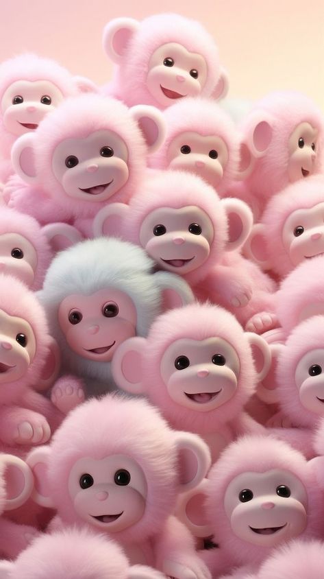 Fluffy pastel Monkey cartoon mammal animal. | free image by rawpixel.com / Ake Aesthetic Monkey Wallpaper, Cute Monkey Wallpaper Iphone, Pink Monkey Wallpaper, Monkey Wallpaper Cute, Cute Monkey Wallpaper, Cartoon Teddy Bear, Monkey Cartoon, Pastel Pink Wallpaper, Wallpaper Cartoon