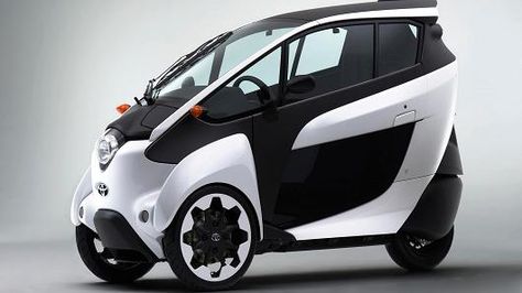 The electric i-Road, an all-electric, three-wheeled, rear-steering "personal mobility vehicle", is being piloted in Japan and France, but company hopes to introduce it more widely. Small Electric Cars, Electric Car Concept, Three Wheeled Car, Motor Listrik, Toyota Usa, City Car, Smart Car, Car Prices, Unique Cars