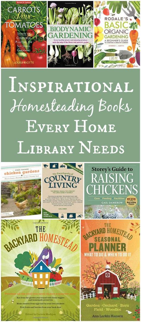 Inspirational Homesteading Books Every Home Library Needs! Homesteading Books, Biodynamic Gardening, Backyard Chicken Farming, Planner Writing, Homesteading Skills, Chicken Garden, Beginner Books, Gardening Books, Living Books