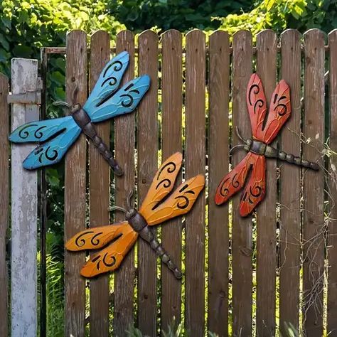 Dragonfly Yard Art, Dragonfly Metal Wall Art, Dragonfly Wall Decor, Yard Art Crafts, Dragonfly Ornament, Dragonfly Wall Art, Dragonfly Art, Fence Decor, Metal Wall Art Decor