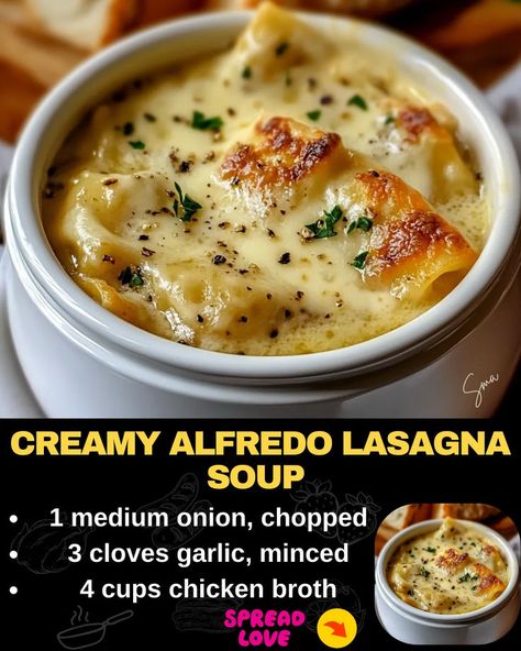 Creamy Alfredo Lasagna Soup Chicken Alfredo Soup Recipe, Lasagna In A Bowl, Alfredo Lasagna Soup, Can Crushed Tomatoes, Chicken Alfredo Lasagna, Creamy Soup Recipes, Alfredo Lasagna, Recipes By Ingredients, Lasagna Soup Recipe