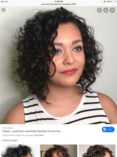 Curly Fine Hair, Curly Haircuts For Round Faces, Short Curly Hair Round Face Plus Size, Fat Face Haircuts, Oblong Face Hairstyles, Short Layered Bob Hairstyles, Medium Length Curly Hair, Oval Face Hairstyles, Layered Bob Hairstyles