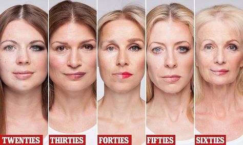 The startling pictures that show the true power of make-up #DailyMail Basics Of Makeup, Wet Hair Overnight, Neutral Skin, No Foundation, Neutral Skin Tone, Massage Face, Vintage Hairstyles Tutorial, Middle Aged Woman, Short Hair Black