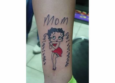 Betty Boop Tattoo, Mom tattoo, women's tattoo, ankle tattoo Betty Boop Tattoo, Tattoo Mom, Betty Boop Tattoos, Tattoo Ankle, Mom Tattoo, Women's Tattoo, Nice Art, Mom Tattoos, Ankle Tattoo