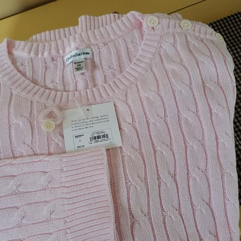 Classic Cable Knit, Long Sleeve Sweater With Button Embellishments. Super Soft! Scandinavian Clothing, Coquette Sweater, American Sweater, Pink Cable Knit Sweater, Pink Sweaters, Christmas 2025, Clothes Wishlist, Button Embellishments, Snowflake Sweater