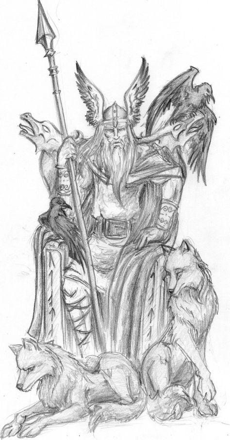 So yeah, I’ve talked about Odin in the past, but now I’ma give you the whole picture on Odin. SO… without any further a due lets go! To start out Odin is the chief god of the Nors… Viking Drawings, Piercings Black, Odin Tattoo, Borneo Tattoos, Tattoos Cross, Tatoo 3d, Arte Viking, Art Viking, Piercings Ear