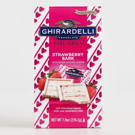 Ghirardelli Strawberry Bark Chocolate Squares, $7.99 at Cost Plus World Market (ad) Strawberry Bark, Ghirardelli Chocolate Squares, Valentine Strawberries, Valentine's Day Chocolate, Chocolate Bark Recipe, Dark Chocolate Candy, Valentines Day Chocolates, Ghirardelli Chocolate, Chocolate Squares