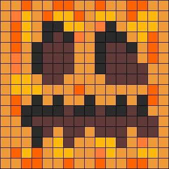 Minecraft Pumpkin Perler Bead Pattern | Bead Sprites | Characters Fuse Bead Patterns 3d Minecraft Perler Bead Patterns Pumpkin, Minecraft Skull Painting Grid, Kandi Pumpkin, Fall Perler Bead Patterns, Pumpkin Pixel Art, Pumpkin Minecraft, Pixel Pumpkin, Perler Bead Minecraft, Minecraft Skull