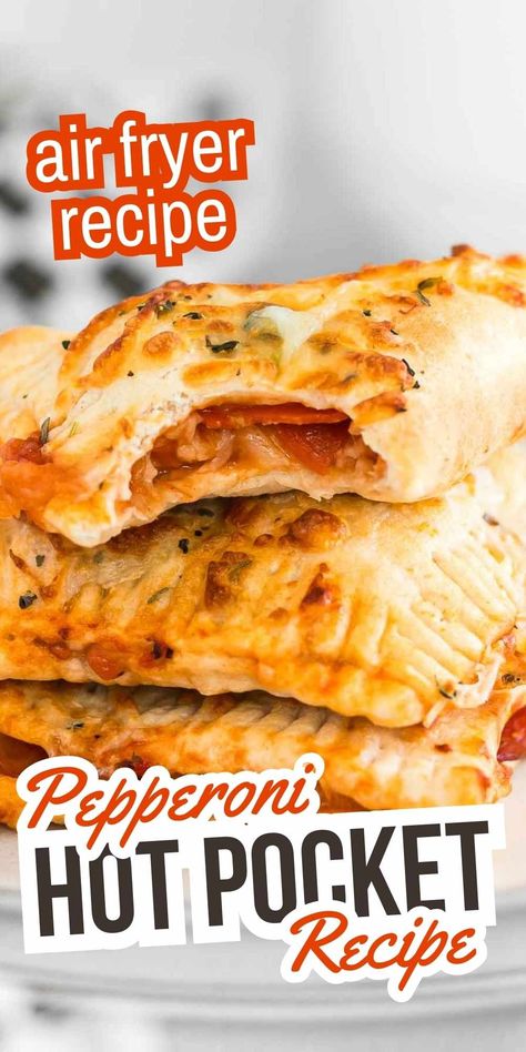 Homemade pizza pocket recipe takes just 15-minutes from start to finish. Perfect after-school snack or easy weeknight dinner recipe. An air fryer hot pocket is made with refrigerated pizza dough (Pillsbury canned pizza crust). Or make your own pizza dough! Fill with mozzarella cheese, pepperoni and pizza sauce. This hot pocket air fryer recipe can also be cooked in the oven. Learn all the tops for how to make this without fail! Refrigerator Pizza Crust Recipes, Tortilla Hot Pockets, Homemade Pizza Hot Pockets, Hot Pockets Homemade Crescent Rolls, Homemade Pizza Pockets Easy, Pizza Pockets Homemade Dough, Diy Hot Pockets Easy, Air Fryer Calzone With Pizza Dough, Pizza Pockets With Pizza Dough