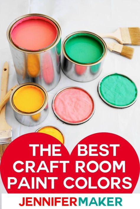 Are you ready to repaint your craft room? I am sharing craft room paint colors that will help you brighten your room and recreate one of these amazing spaces. I have included the exact brand paint color for your craft room.    #diy #craftroom #craftroompaintcolors Craft Room Paint Colors Inspiration, Craft Room Paint Colors, Craft Room Diy, Craft Shelf, Craft Room Lighting, Craft Room Ideas On A Budget, Craft Room Shelves, Crafting Studio, Desk Spaces