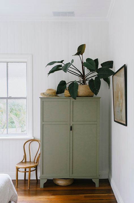 Color Trends | Evergreen Fog - copycatchic Hallway Green, Small Space Storage Bedroom, Green Wardrobe, Bedroom Storage For Small Rooms, Storage Hacks Bedroom, Courtney Adamo, Diy Bedroom Storage, Decor Hallway, 70s Home