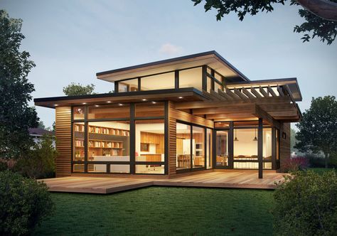 Axiom smart prefab house Dwell Homes, Modern Prefab Homes, Retreat House, Prefab Cabins, Built In Furniture, Prefabricated Houses, Passive House, تصميم للمنزل العصري, Sustainable Architecture