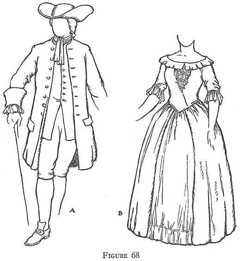 Colonial Clothing for Men | II. COSTUME OF THE QUAKERS: WOMEN 1700s Clothing, Middle Colonies, Colonial Clothing, 20th Century Women, Victorian Era Fashion, Waistcoat Men, Clothing Sketches, Colonial America, Theatre Costumes