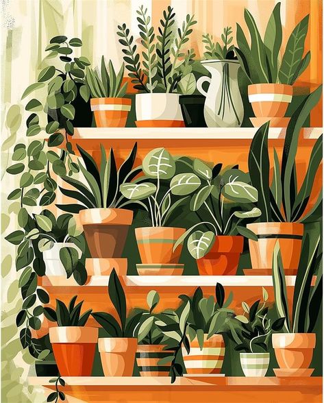 Amazon.com: Natuyalo Paint by Numbers for Adults - DIY Adult Paint by Number Kits Painting on Canvas Green Plant Painting by Numbers for Beginners, Potted Art Craft Kits for Adults (16x20 Inch) : Everything Else Potted Plant Painting, House Plant Painting, Green Plant Painting, Plant Canvas Painting, Painted Plants, Craft Kits For Adults, Vibe Board, Paint Inspo, Gems Art