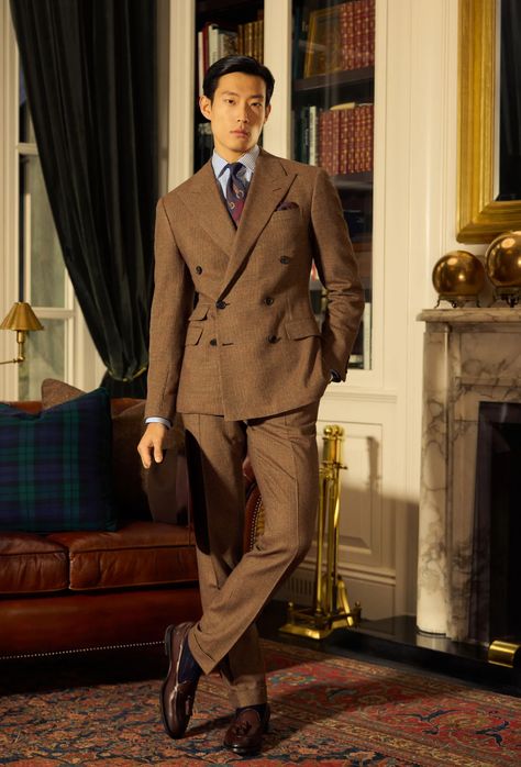 Ralph Lauren Purple Label Men, Ralph Lauren Menswear, Fall Suit, 2024 Menswear, Ralph Lauren Suits, Winter Suits, Ralph Lauren Fall, Gents Fashion, Brown Suits