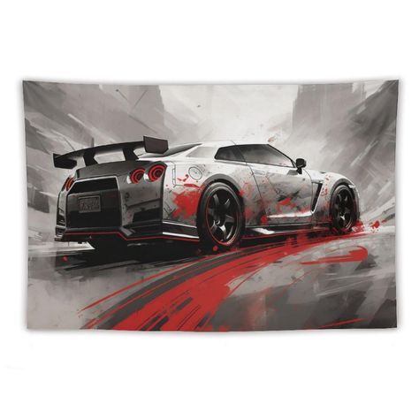 PRICES MAY VARY. 【Measurement】: Our Cool jdm car tapestries come in different sizes so you can choose the right size to match your bedroom, living room, office and more. 【Excellent Material】: The car tapestry is made from high-quality polyester fabric, soft, durable, and skin-friendly. It's lightweight and easy to hang, making it suitable for both indoor and outdoor use. 【Vivid Design】: Our jdm car tapestry is suitable for bedroom aesthetics. The pattern is the R35 Japanese drift car, simple red Wall Hanging Aesthetic, Simple Wall Hanging, Aesthetic Decoration, Living Wall Art, Tapestry Art, Japanese Aesthetic, Living Wall, Bedroom Aesthetic, Japanese Cars