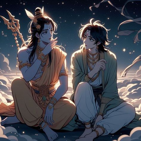 Ram And Krishna, Krishna Illustrations, Little Kanha Ji Images, Cartoons Krishna, Anime Kingdom, Shree Krishna Wallpapers, Religious Artwork, Peace Illustration, Hinduism Art