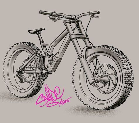 Mtb Drawing, Bike Drawing, Bicycle Mountain Bike, Downhill Bike, Bike Photoshoot, Bicycle, Art Drawings, Bike, Paint