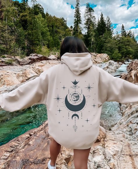 Witchy Celestial Moon Hoodie, Moon Hoodie Plus Size, Oversized Moon Hoodie, Moon Back Hoodie, Luna Hoodie, Moon Hoodie Plus Size Celestial Hoodie, Witchy Goblincore, Witchy Aesthetics, Celestial Spirit, Moon Hoodie, Inner Witch, Celestial Design, Triple Moon, Witch Aesthetic