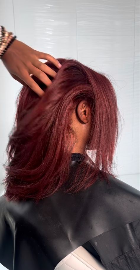 Dark Red Hair Dye Black Women, Red Hair On Brown Skin Women, Dark Red Hair Color Black Women, Dark Red Hair Black Women, Red 4c Hair, Hair Dye Burgundy, Burgundy Hair Black Women, Red Hair On Brown Skin, Red Hair On Dark Skin