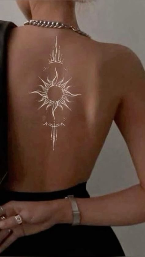 Best Spine Tattoos, Spine Tattoo Ideas, Sun Tattoo Designs, Tattoo Symbols, Silhouette Tattoos, Spine Tattoos For Women, Sun Tattoos, Wrist Tattoos For Women, Spine Tattoo