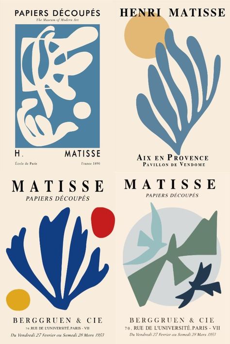 Matisse Tattoo, Canvas Painting Colorful, Matisse Leaf, Matisse Paintings, Matisse Cutouts, 8th Grade Art, Collage Diy, Painting Paper, Pottery Painting Designs