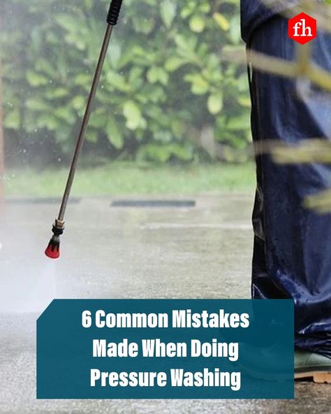 Avoid these six mistakes to minimize the risk of property damage or injury when pressure washing. Seasonal Cleaning, Diy Handyman, Pressure Washers, Porous Materials, Scrap Material, Pressure Canning, Family Handyman, Landscaping Tips, Pressure Washing