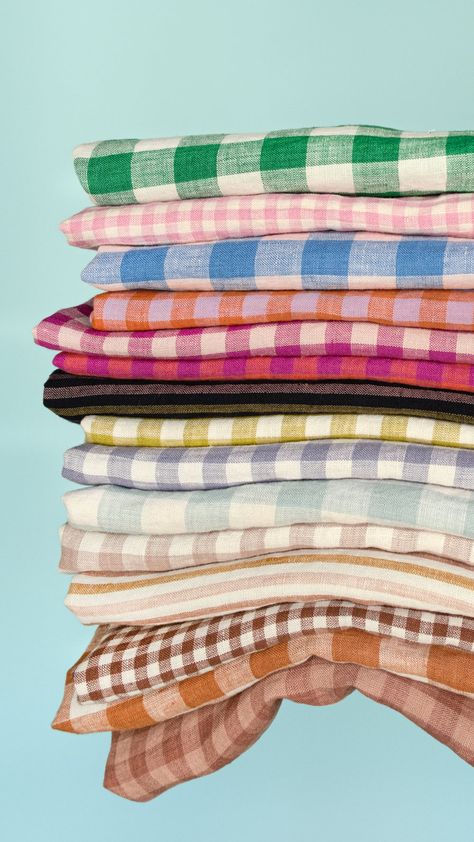 Blackbird Fabrics | Canadian Online Fabric Store | Shop Modern Fabrics Gingham Color Combos, Fabric Store Aesthetic, Dreamy Interiors, Summer Gingham, Colour Combos, Garment Fabric, Dyed Linen, Pant Sets, Online Fabric