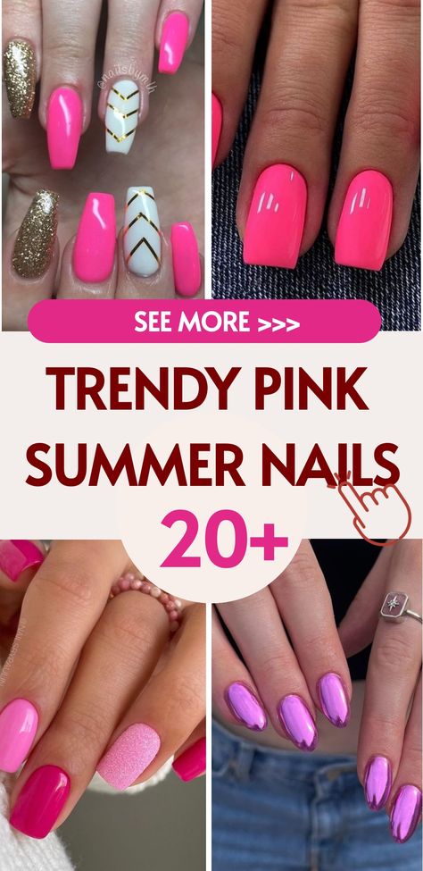 Embrace the summer season feeling confident and stylish with our chic Trendy Pink Summer Nails collection. Elevate your fingertips with this range, boasting elegant rose gold touches and trendy marble patterns that exude sophistication. These nails are perfect for adding a fashionable edge to any outfit, making them the essential accessory this summer to showcase your fabulous style. Step up your nail game and make a statement with our on-trend pink manicure options for the ultimate fashionable Coral Pink Nails, Pink Nails Ideas, Bright Pink Nails, Pink Summer Nails, Pink Manicure, Summer Manicure, Marble Nail Art, Vibrant Nails, Pink Nail Designs