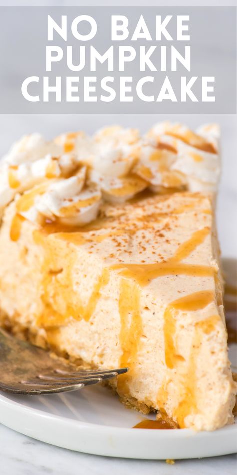 Learn how to make no bake pumpkin cheesecake without condensed milk or gelatin! This no bake cheesecake is thick and fluffy, and fool proof because it turns out awesome every time! Make this Philadelphia pumpkin cheesecake with cool whip or homemade whipped cream. #nobakepumpkincheesecake #nobakecheesecake #pumpkincheesecake No Bake White Chocolate Pumpkin Cheesecake, No Cook Pumpkin Cheesecake, No Bake Pumpkin Cheesecake With Sweetened Condensed Milk, No Bake Pumpkin Cheesecake With Cool Whip, No Bake Pumpkin Cheesecake Recipe Easy, Cool Whip Pumpkin Cheesecake, Jello No Bake Pumpkin Cheesecake, Pumpkin Cheesecake Easy No Bake, No Bake Pumpkin Swirl Cheesecake