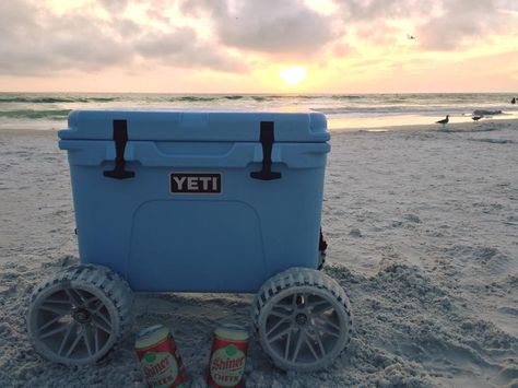 Large Badger Wheels in action on a 45Qt YETI! Thanks for sharing, Tommy! Yeti Cooler Accessories, Toyota Tacoma Mods, Fishing Cart, Beach Cooler, Cooler Cart, Cooler Ideas, Yeti Cooler, Cool Wraps, Yeti Coolers