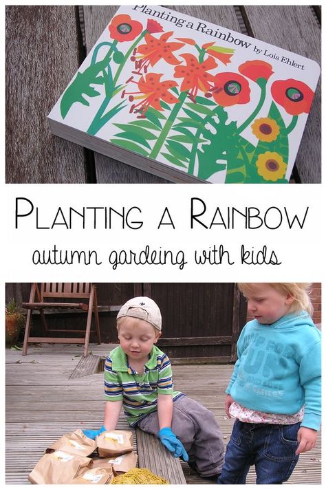 Plant a Rainbow in the fall for Spring Colour - a perfect literacy and gardening activity for toddlers and preschoolers Autumn Planting, Spring Time Activities, Planting A Rainbow, Lois Ehlert, Bulb Planting, Planting For Kids, Rainbow Activities, Plant Activities, Challenges Activities